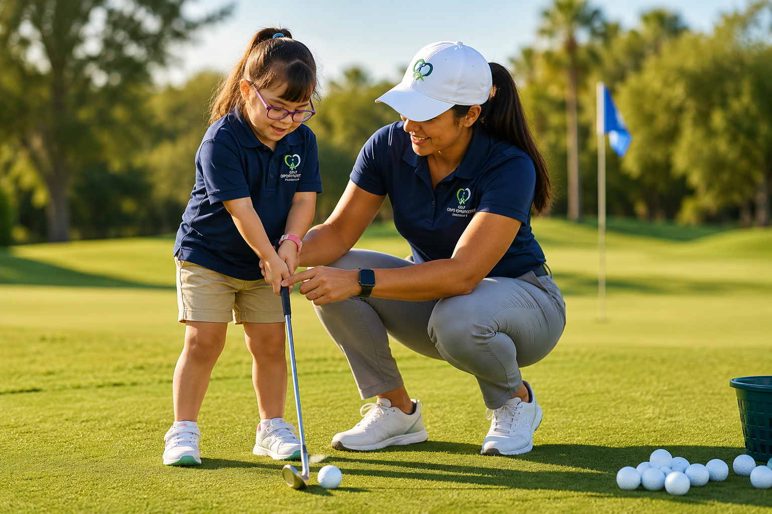 Golf Opportunities Academy instructor helping a young golfer